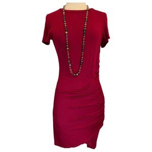 Burgundy knit fitted dress